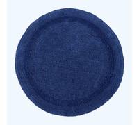 (Navy Blue, Bath Mat - Round) Luxury Reversible Cotton Bath Mat