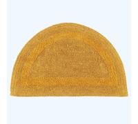 HOMESCAPES Half Round Bath Mat, Luxury 1600gsm Extra Soft 100% Cotton, Reversible Bathroom Mats Non-Slip, Washable, Super Absorbent, Quick-Dry, Mustard Semi Circle Bathroom Rug, 50 x 80 cm