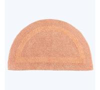 (Peach, Bath Mat - Half Round) Luxury Reversible Cotton Bath Mat