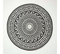Homescapes Luxury Round Outdoor Rug Waterproof Reversible For Garden, 180 Cm, Black & White, 100% Recycled, Enid Aztec