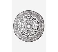 HOMESCAPES Outdoor Round Rug for Garden Patios - Luxury Black & White Mosaic Design - Waterproof Circular Rug - Reversible Recycled Plastic Carpet Mat - for Picnics Camping Backyard, 180 cm, Seamless