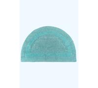 HOMESCAPES Half Round Bath Mat, Luxury 1600gsm Extra Soft 100% Cotton, Reversible Bathroom Mats Non-Slip, Washable, Super Absorbent, Quick-Dry, Aqua Blue Semi Circle Bathroom Rug, 50 x 80 cm