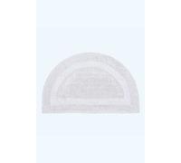 HOMESCAPES Half Round Bath Mat, Luxury 1600gsm Extra Soft 100% Cotton, Reversible Bathroom Mats Non-Slip, Washable, Super Absorbent, Quick-Dry, White Semi Circle Bathroom Rug, 50 x 80 cm