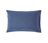 HOMESCAPES Luxury Soft European Linen Pillowcase Plain Navy Blue Continental Textured Natural French Flax Fibre Linen & Pure 100% Cotton Blend Dark Blue Square Pillowcase, 40 x 80 cm