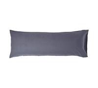 HOMESCAPES Luxury Soft Linen Body Pillowcase Plain Dark Grey Textured Natural French Flax Fibre Linen & Pure 100% Cotton Blend Charcoal Pillowcase, 136 cm Long