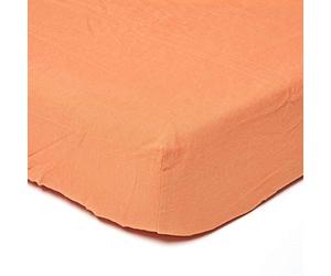 HOMESCAPES Luxury Soft Linen Extra Deep Fitted Sheet Plain Burnt Orange Textured Linen Sheet Natural French Flax Fibre Linen & Pure 100% Cotton Blend, Super King Size (46 cm Deep)