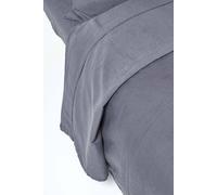 (Single, Dark Grey) Luxury Soft Linen Flat Sheet Plain Textured 100% Cotton Blend