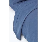 Homescapes Navy Blue Linen Flat Sheet, King