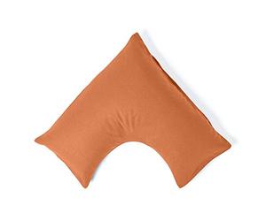 HOMESCAPES Luxury Soft Linen V Shaped Pillowcase Plain Burnt Orange Textured Natural French Flax Fibre Linen & Pure 100% Cotton Blend Pillowcase