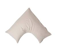 HOMESCAPES Luxury Soft Linen V Shaped Pillowcase Plain Natural Textured Natural French Flax Fibre Linen & Pure 100% Cotton Blend Cream Pillowcase