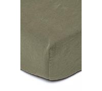 Homescapes Luxury Soft Plain Linen Deep Fitted Sheet 18 Inch Deep In Green Green