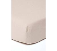 Luxury Soft Plain Linen Deep Fitted Sheet 18 inch Deep Homescapes Natural Single Fitted