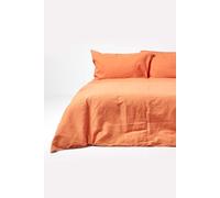 Homescapes Luxury Soft Plain Linen Duvet Cover Set in Burnt Orange | Size: Super King Homescapes Burnt Orange Super King