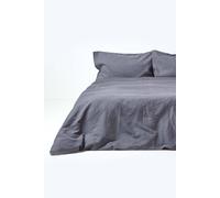 Luxury Soft Plain Linen Duvet Cover Set Homescapes Dark Grey Double