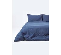 Homescapes Luxury Soft Plain Linen Duvet Cover Set In Navy Navy Single