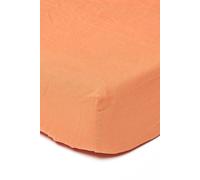 HOMESCAPES French Flax Linen Fitted Sheet - 30 cm Deep - Burnt Orange - Double