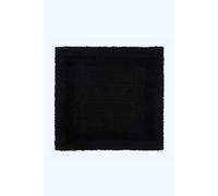 HOMESCAPES Small Bath Mat, Luxury 1600gsm Extra Soft 100% Cotton, Reversible Bathroom Mats Non-Slip, Washable, Super Absorbent, Quick-Dry Black Bathroom Rug 50x50 cm Square