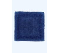 HOMESCAPES Small Bath Mat, Luxury 1600gsm Extra Soft 100% Cotton, Reversible Bathroom Mats Non-Slip, Washable, Super Absorbent, Quick-Dry, Navy Blue Bathroom Rug, 50x50 cm Square