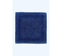 HOMESCAPES Small Bath Mat, Luxury 1600gsm Extra Soft 100% Cotton, Reversible Bathroom Mats Non-Slip, Washable, Super Absorbent, Quick-Dry, Navy Blue Bathroom Rug, 50x50 cm Square