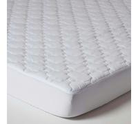 HOMESCAPES 90 x 200 cm Euro Single Triple Fill Mattress Protector 220 GSM Ultra Thick Quilted Oeko-Tex Certified & Hypoallergenic with Fully Elasticated 30 cm Deep Stretch Fit Fabric Skirt