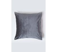 Homescapes Luxury Velvet Cushion Cover In Grey Grey 45cm x 45cm