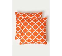 Homescapes Luxury Waterproof Orange Geometric Outdoor Cushion 45 X 45 Cm, Set Of 2 Orange
