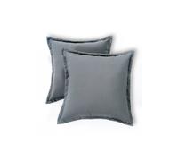 HOMESCAPES Set of 2 Outdoor Cushions Waterproof, Plain Grey Filled Garden Furniture Cushion, Hypoallergenic, Polyester Decorative Pillows for Indoor & Outdoor Patio, Benches & Sofa - 45 x45cm