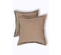 HOMESCAPES Set of 2 Outdoor Cushions Waterproof, Plain Dark Beige Filled Garden Furniture Cushion, Hypoallergenic, Polyester Decorative Pillows for Indoor & Outdoor Patio, Benches & Sofa - 45 x45cm