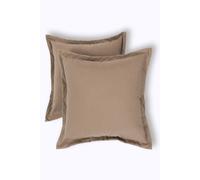 HOMESCAPES Set of 2 Outdoor Cushions Waterproof, Plain Dark Beige Filled Garden Furniture Cushion, Hypoallergenic, Polyester Decorative Pillows for Indoor & Outdoor Patio, Benches & Sofa - 45 x45cm