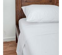 HOMESCAPES Luxury White Brushed Cotton Flannelette Flat Sheet, Heavy-weight 170gsm 100% Cotton, Single
