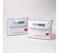 HOMESCAPES 3 in 1 All Seasons Double Duvet 15 Tog (4.5 + 10.5), Luxury White Duck Feather & Down Quilt, Anti Allergy 100% Cotton Cover Down-Proof Winter Duvets, Washable RDS &OEKO-TEX Certified