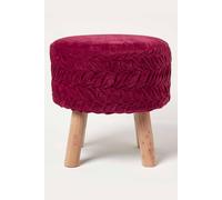 Homescapes Lyla Pleated Velvet Footstool In Pink Pink
