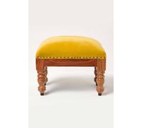 Homescapes Mable Velvet Rectangular Footstool In Mustard Mustard