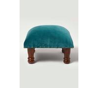 Homescapes Mable Velvet Square Footstool In Green Green
