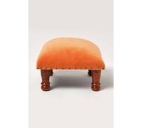 Homescapes Mable Velvet Square Footstool In Orange Orange