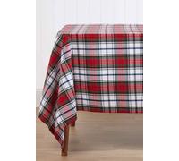 HOMESCAPES Christmas Tablecloth, Rectangular Cotton Xmas Table Cloth, Macduff Tartan Check, Handcrafted & Durable Festive Dining Table Cover with Hem Stitch, Hypoallergenic, Washable -140 x 230cm