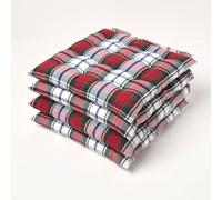 Homescapes Macduff Tartan Seat Pad With Button Straps 100% Cotton 40 X 40 Cm Set Of 4