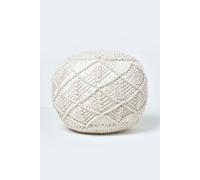Macrame Knitted Pouffe 35 x 40 cm Homescapes Natural One Size