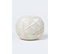 Homescapes Macrame Knitted Pouffe 35 X 40 Cm In Natural Natural One Size