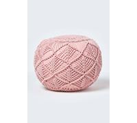 Homescapes Macrame Knitted Pouffe 35 X 40 Cm In Pink Pink