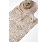 Madras Leather Hemp Hall Runner, 66 x 200 cm Homescapes Natural 66cm x 200cm
