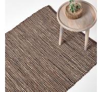 Homescapes Madras Leather Hemp Rug Brown, 120 X 180 Cm