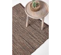 Homescapes Madras Leather Hemp Rug In Brown Brown