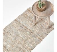 Madras Leather Hemp Hall Runner, 66 x 200 cm Homescapes Natural 66cm x 200cm