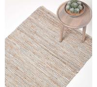 Homescapes Madras Leather Hemp Rug Natural, 90 X 150 Cm