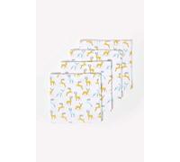 HOMESCAPES Set of 4 Grey & Yellow Napkins Stag Pattern 45 x 45 cm 100% Cotton Christmas “Majestic Stag” Xmas Napkin Set