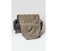 Homescapes Malda Cotton Throw With Tassels In Brown Brown