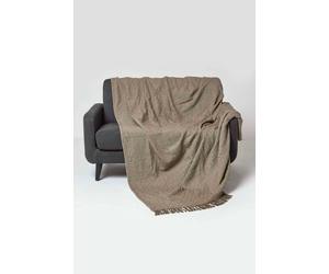 Homescapes Malda Cotton Throw With Tassels In Brown Brown