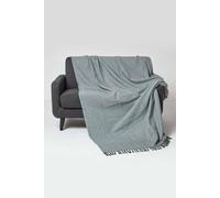 Homescapes Malda Cotton Throw With Tassels In Green Green