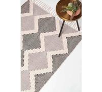 Homescapes Malmo Handwoven Cotton Textured Rug In Grey Grey 90cm x 150cm